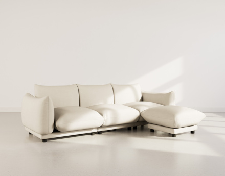 Canapé modulable d'angle réversible 4 places en velours texturé Jeanne