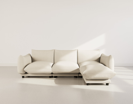 Canapé modulable d'angle réversible 4 places en velours texturé Jeanne