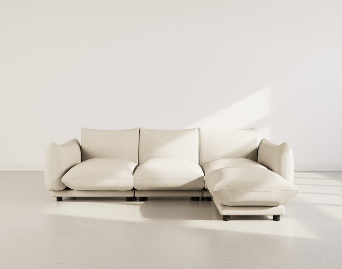 Canapé modulable d'angle réversible 4 places en velours texturé Jeanne