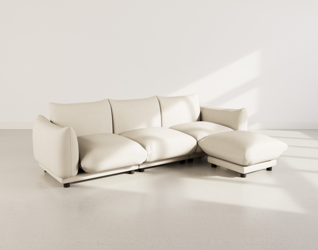 Canapé modulable d'angle réversible 4 places en velours texturé Jeanne