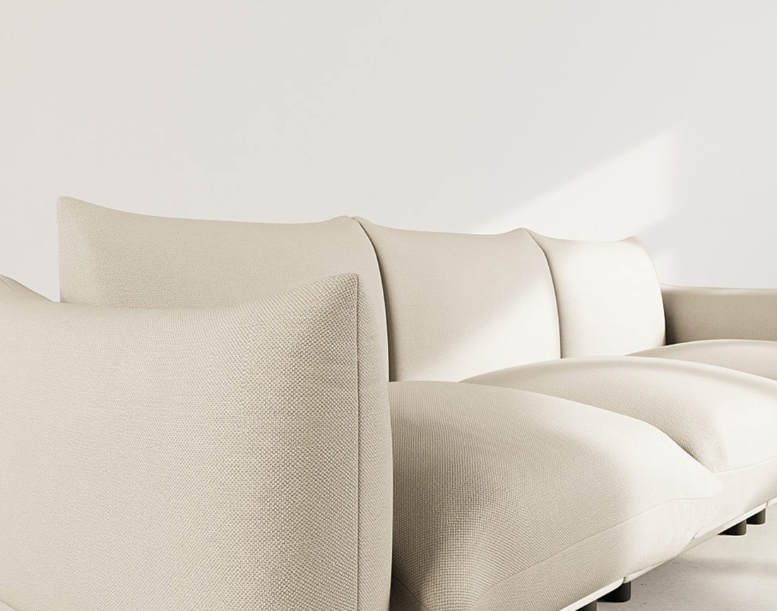 Canapé modulable d'angle réversible 4 places en velours texturé Jeanne