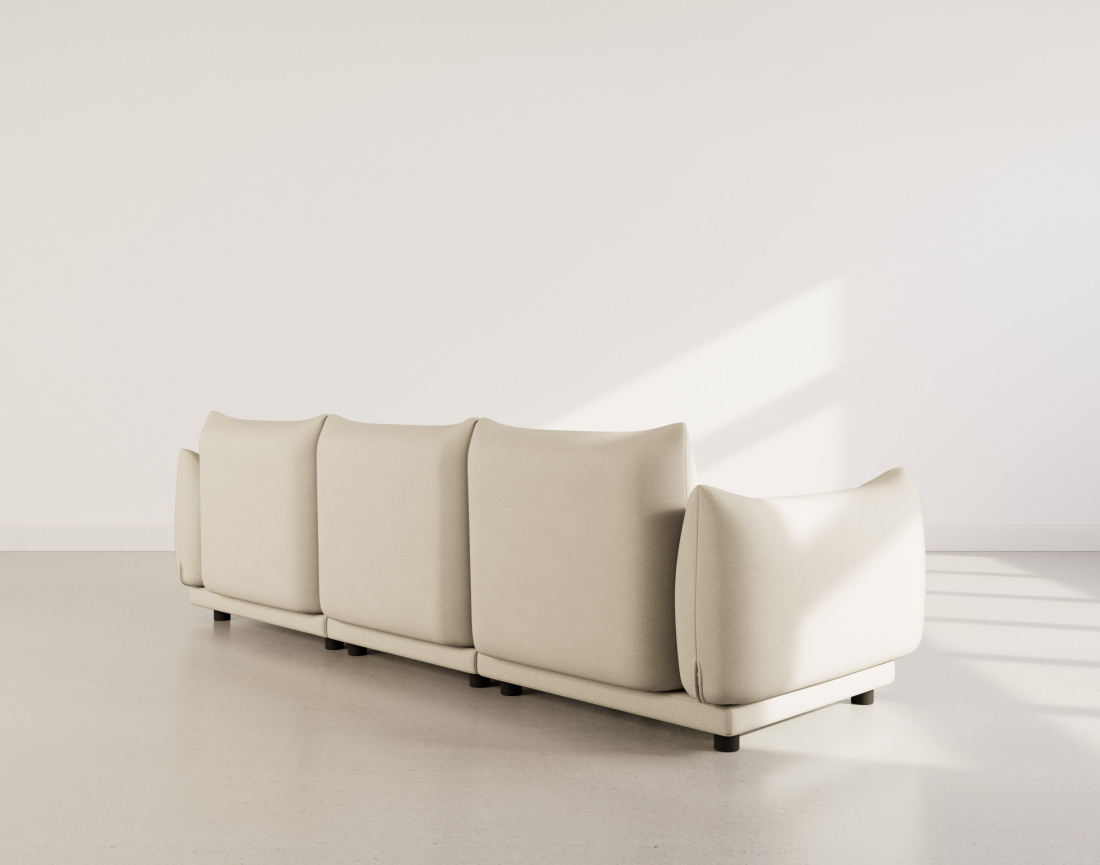 Canapé modulable 3 places en velours texturé Jeanne