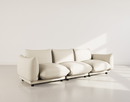 Canapé modulable 3 places en velours texturé Jeanne