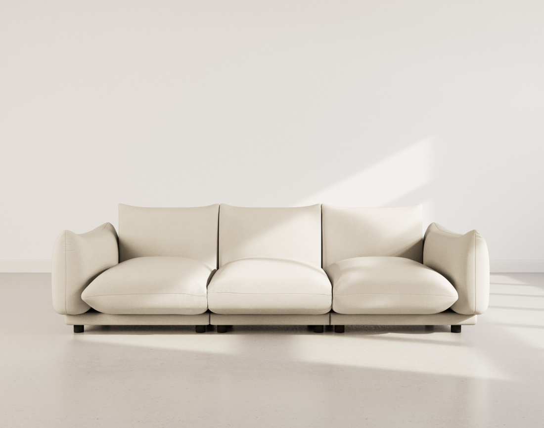 Canapé modulable 3 places en velours texturé Jeanne