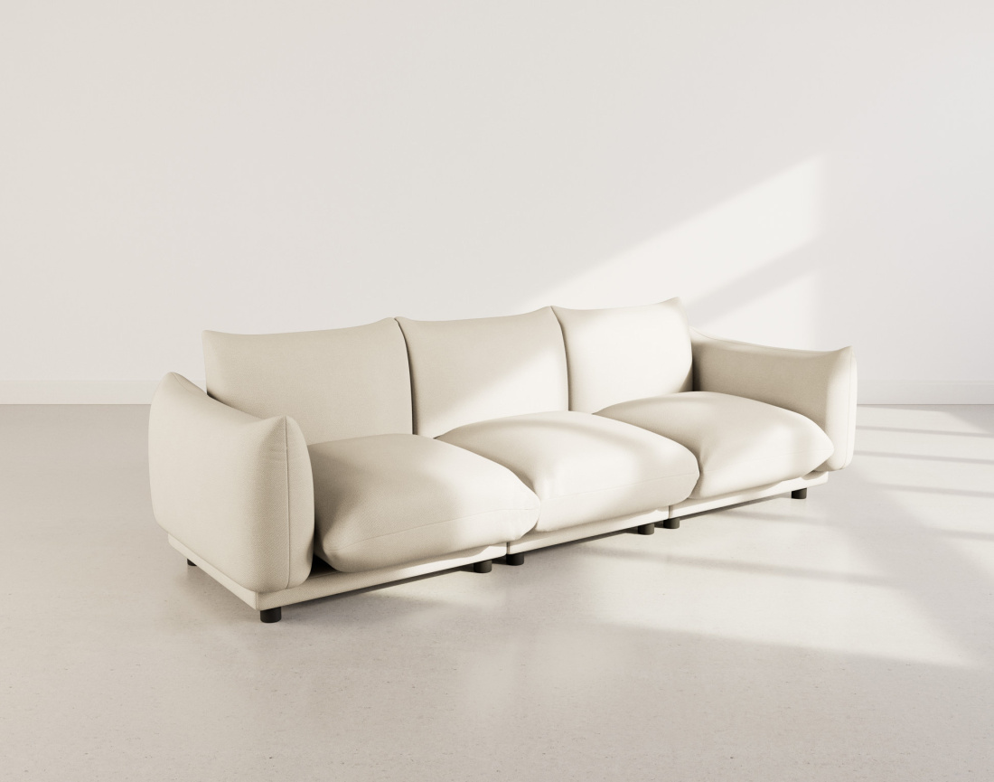 Canapé modulable 3 places en velours texturé Jeanne