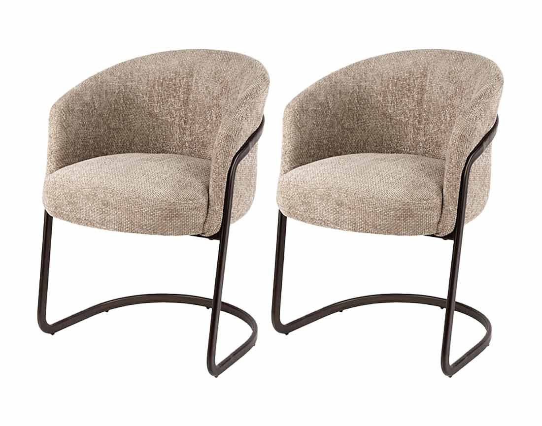 Lot de 2 chaises pieds en métal en tissu texturé Teo