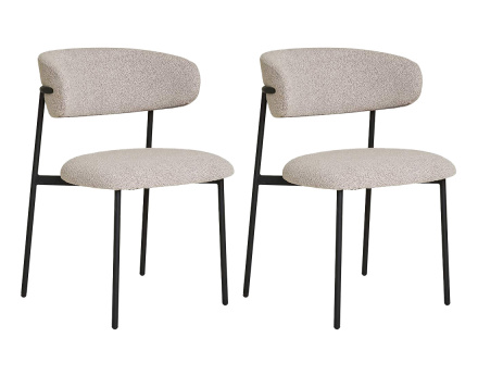 Lot de 2 chaises en tissu bouclette pieds en acier Erica