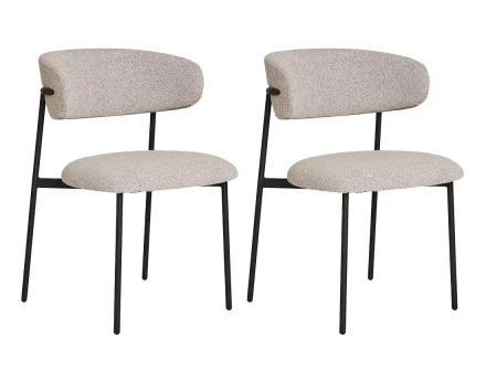 Lot de 2 chaises en tissu bouclette pieds en acier Erica