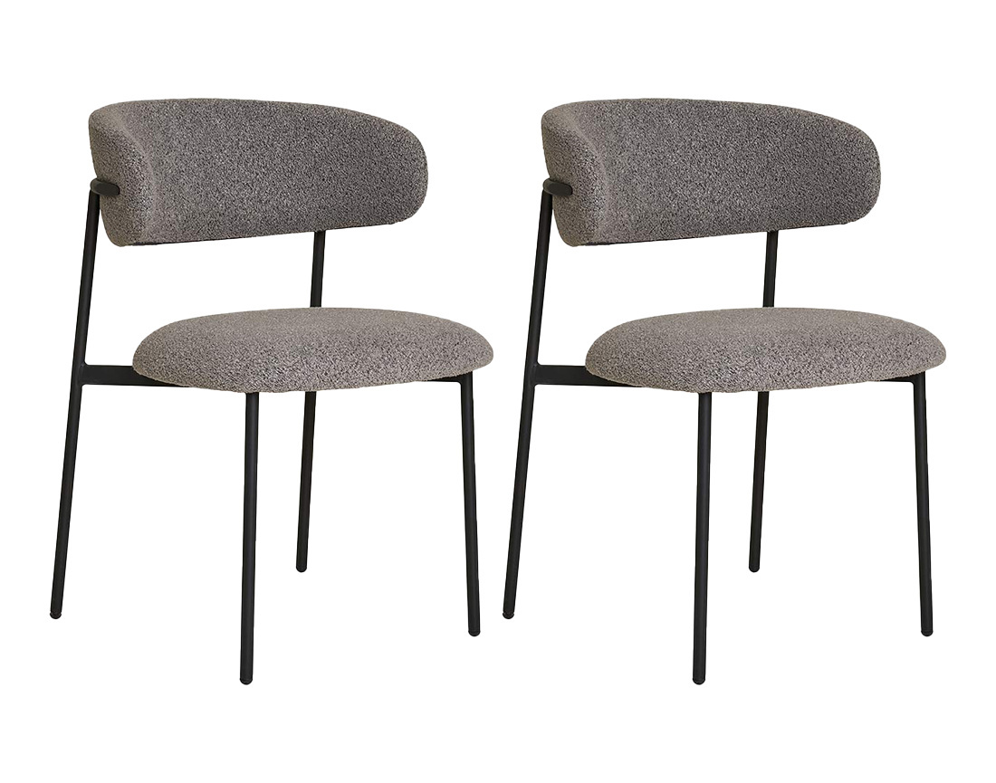 Lot de 2 chaises en tissu bouclette pieds en acier Erica