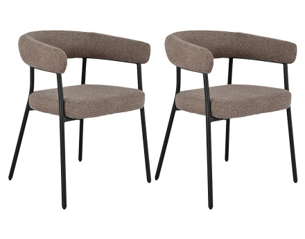 Lot de 2 chaises FSC® 100% en tissu texturé pieds en acier Sadie