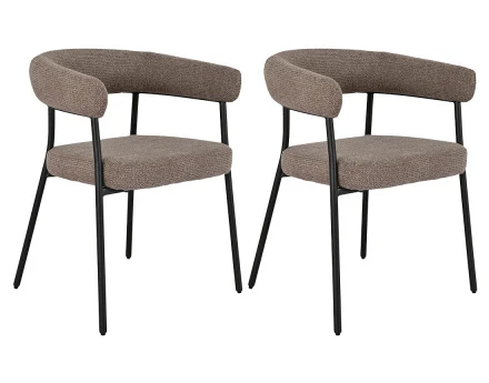 Lot de 2 chaises FSC® 100% en tissu texturé pieds en acier Sadie