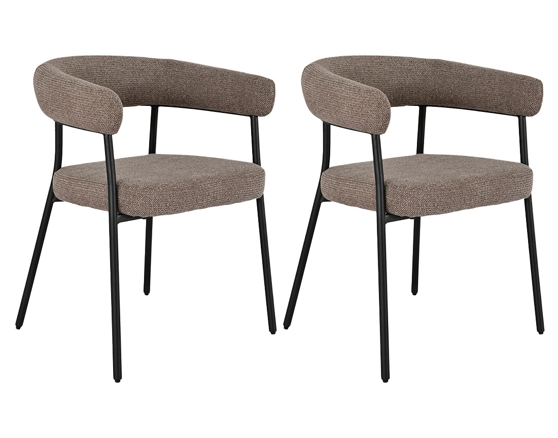 Lot de 2 chaises FSC® 100% en tissu texturé pieds en acier Sadie
