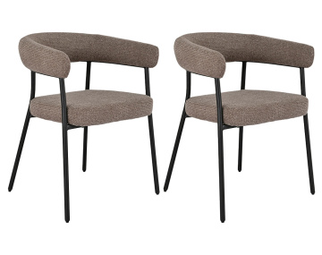 Lot de 2 chaises FSC® 100% en tissu texturé pieds en acier Sadie