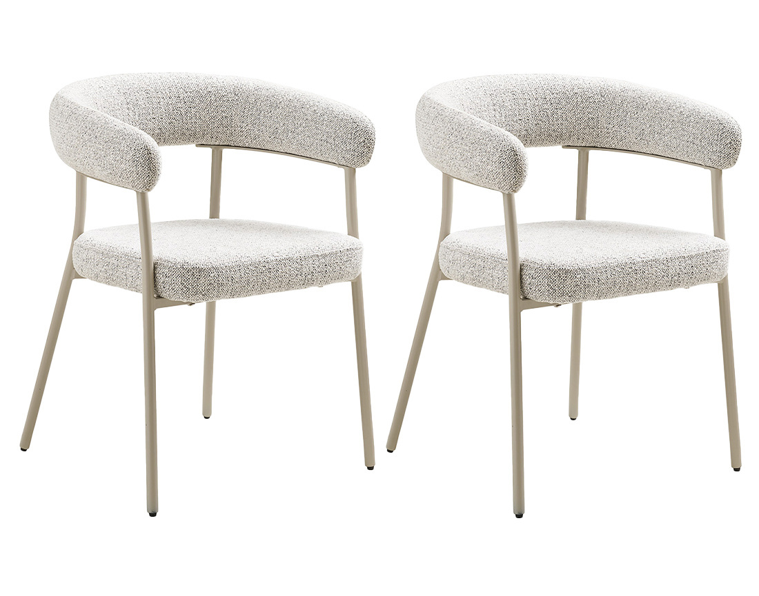 Lot de 2 chaises FSC® 100% en tissu texturé pieds en acier Sadie