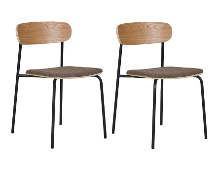 Lot de 2 chaises en bois de frêne pieds en acier Zoe