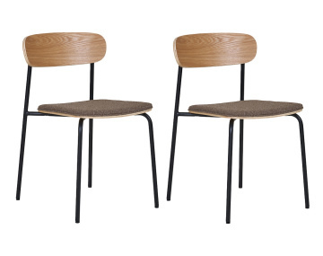 Lot de 2 chaises en bois de frêne pieds en acier Zoe