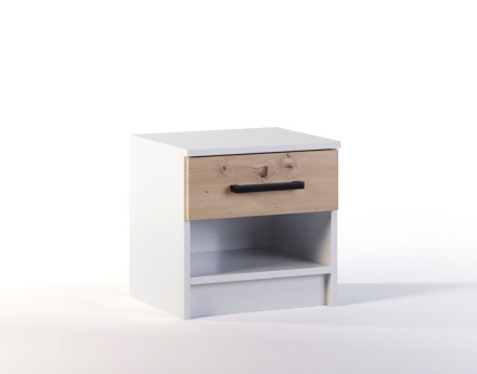 Table de chevet bois et blanc 40 cm Hayato