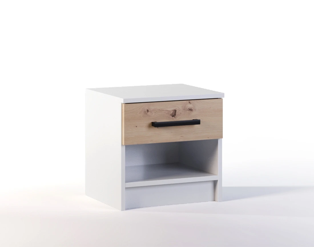 Table de chevet bois et blanc 40 cm Hayato