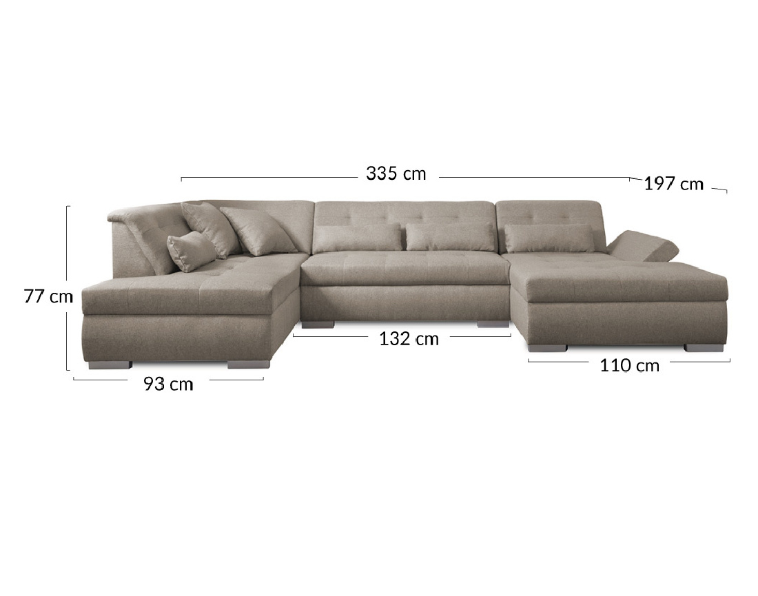 Canapé panoramique d'angle gauche 7 places XXL Vermont