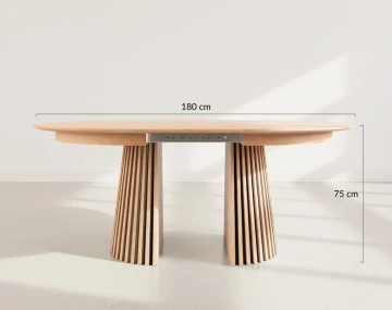 Table à manger ronde extensible 6 à 10 personnes Freya