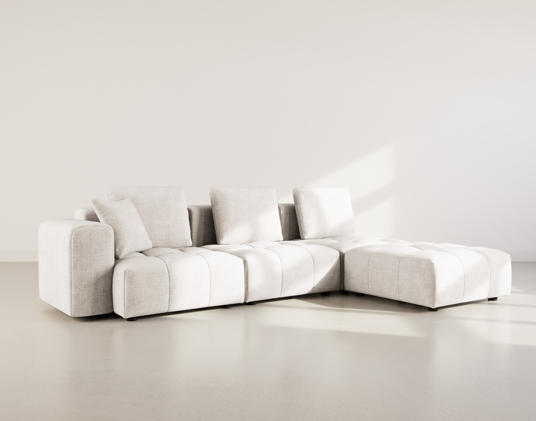 Canapé modulable 4 places en velours texturé Colette