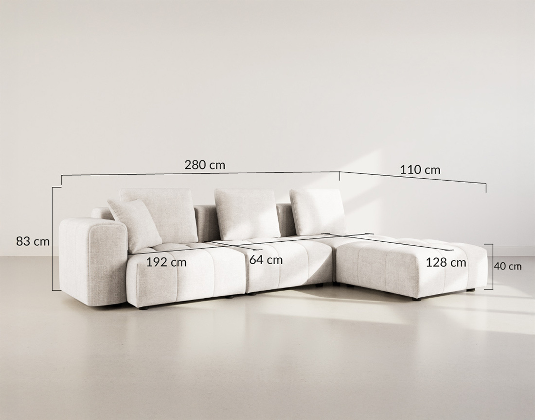 Canapé modulable 4 places en velours texturé Colette