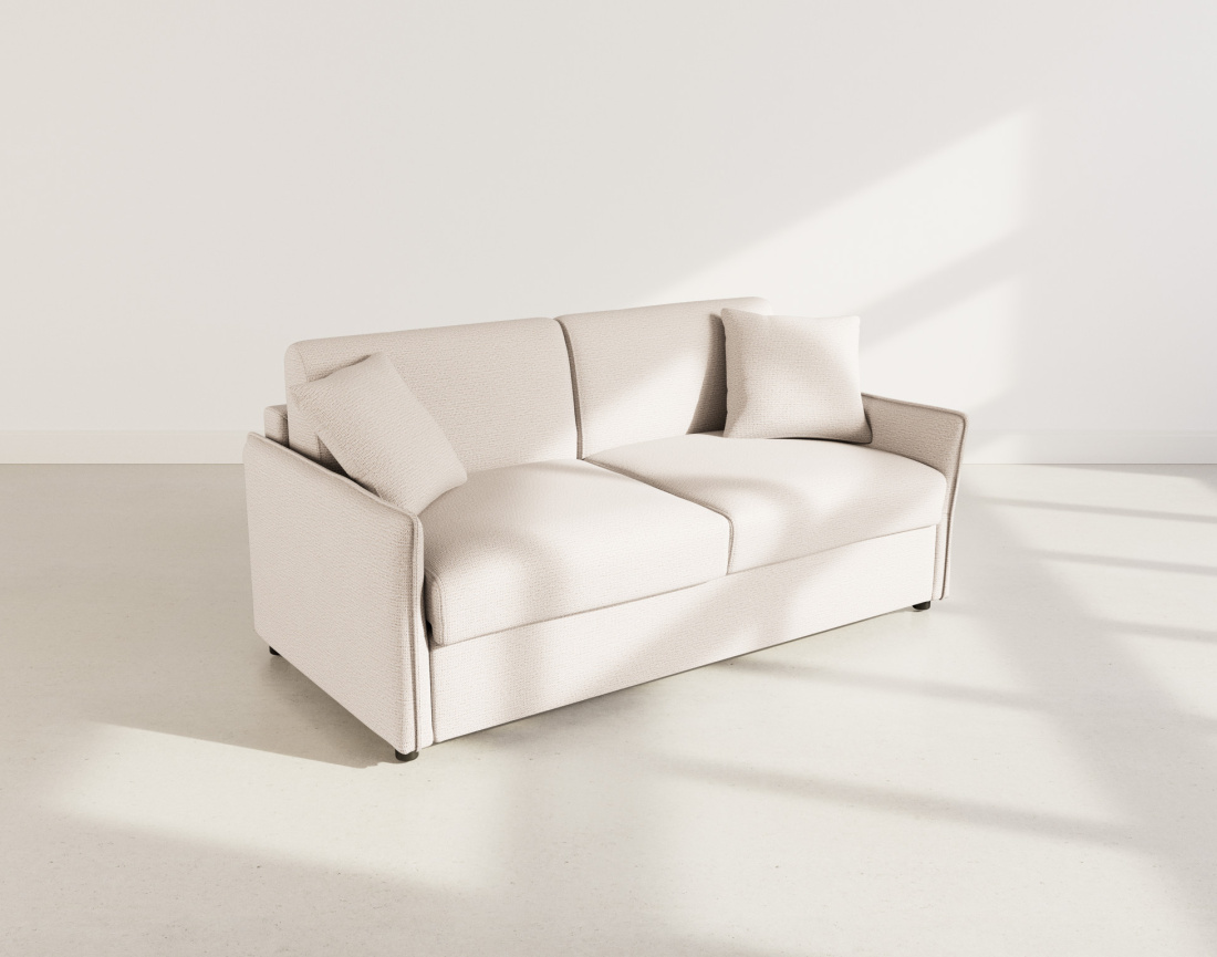 Canapé 3 places convertible express couchage quotidien 140 cm matelas 13 cm en tissu texturé Adele