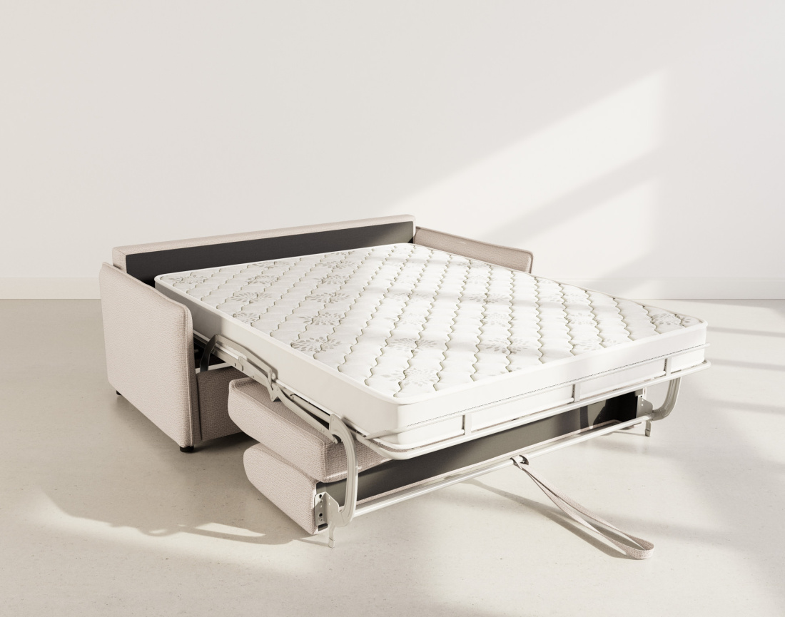 Canapé 3 places convertible express couchage quotidien 140 cm matelas 13 cm en tissu texturé Adele