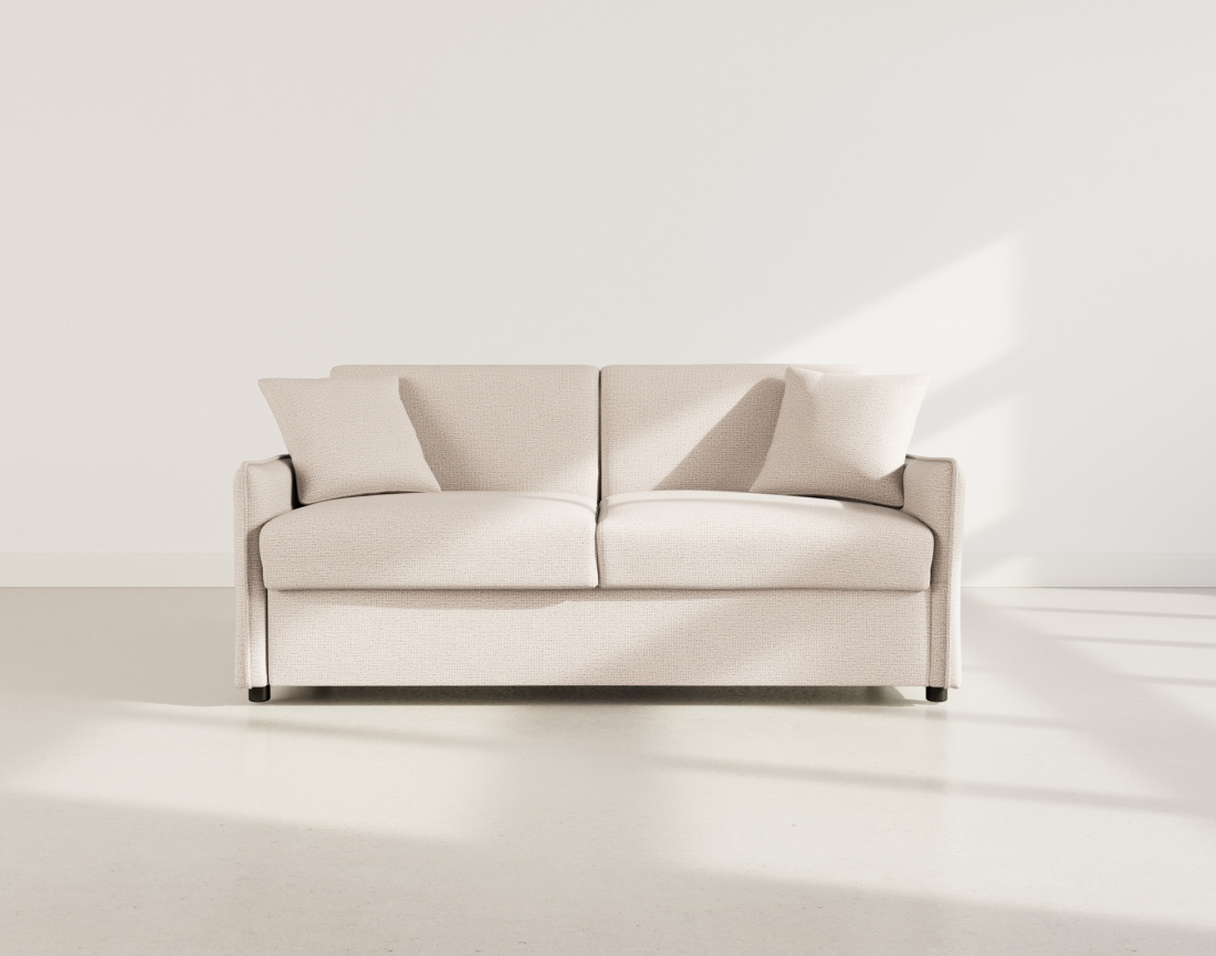 Canapé 3 places convertible express couchage quotidien 140 cm matelas 14 cm en tissu texturé Adele