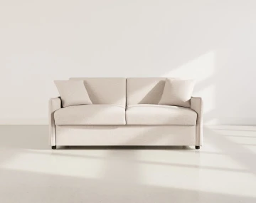 Canapé 3 places convertible express couchage quotidien 140 cm matelas 14 cm en tissu texturé Adele