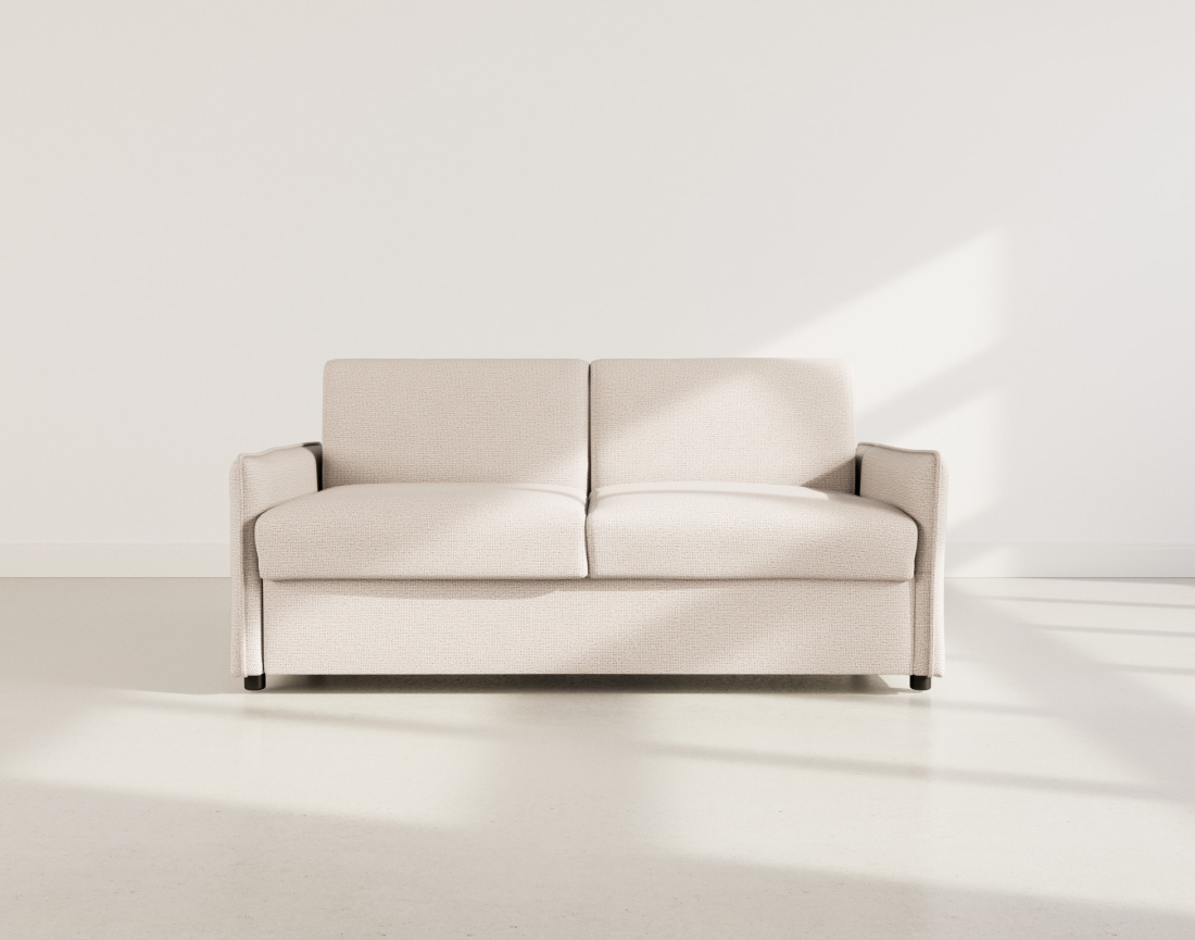 Canapé 3 places convertible express couchage quotidien 140 cm matelas 14 cm en tissu texturé Adele