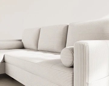 Canapé MARCEAU d'angle réversible 4 places convertible avec coffre en velours côtelé | Best Mobilier