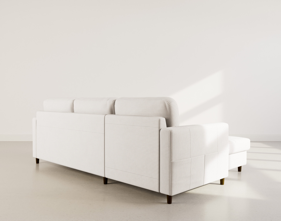 Canapé d'angle réversible 4 places convertible avec coffre en velours côtelé Marceau