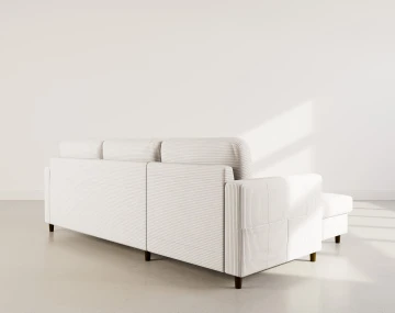 Canapé MARCEAU d'angle réversible 4 places convertible avec coffre en velours côtelé | Best Mobilier