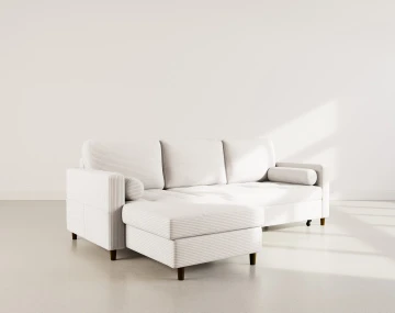 Canapé MARCEAU d'angle réversible 4 places convertible avec coffre en velours côtelé | Best Mobilier