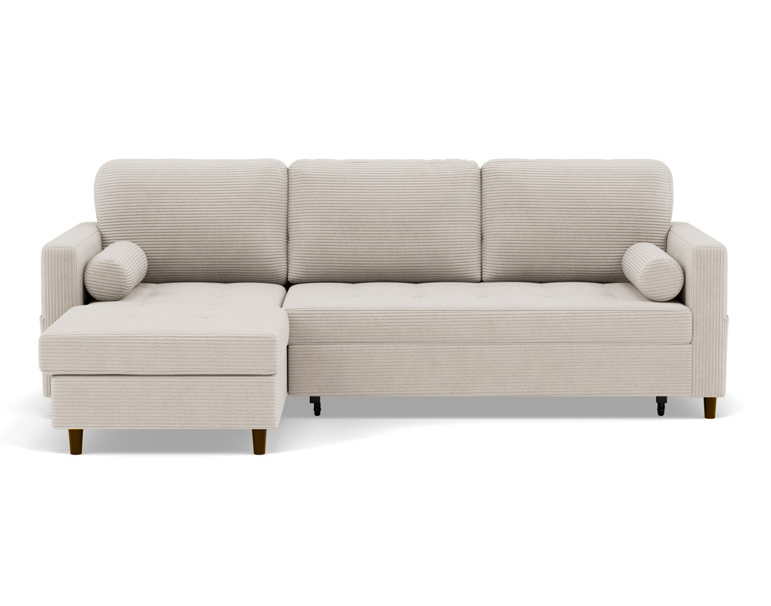 Canapé d'angle réversible 4 places convertible avec coffre en velours côtelé Marceau