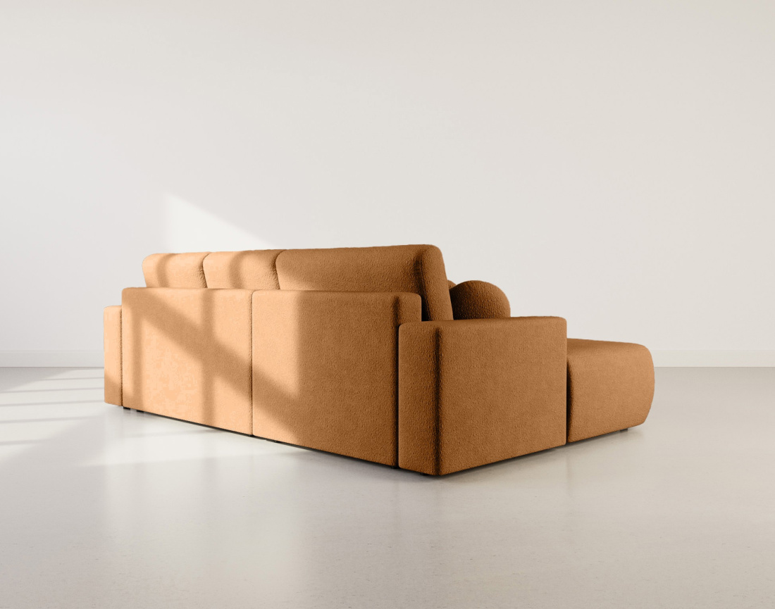 Canapé d'angle gauche 4 places convertible en tissu bouclette Candela