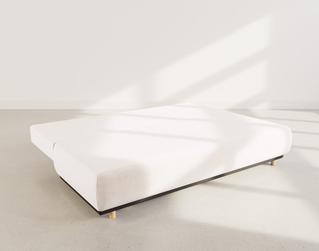 Canapé droit 3 places convertible avec coffre en velours côtelé Sophie