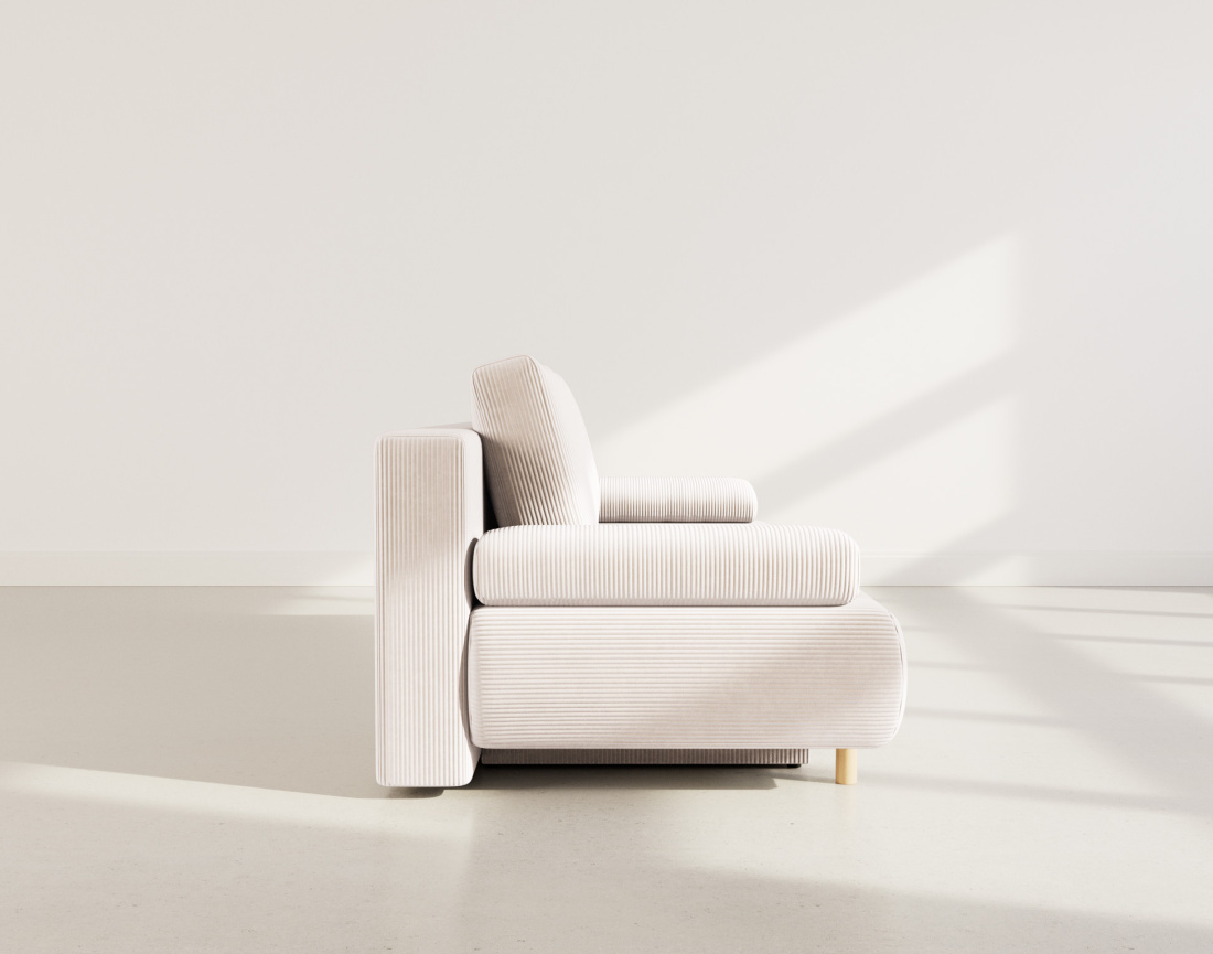 Canapé droit 3 places convertible avec coffre en velours côtelé Sophie