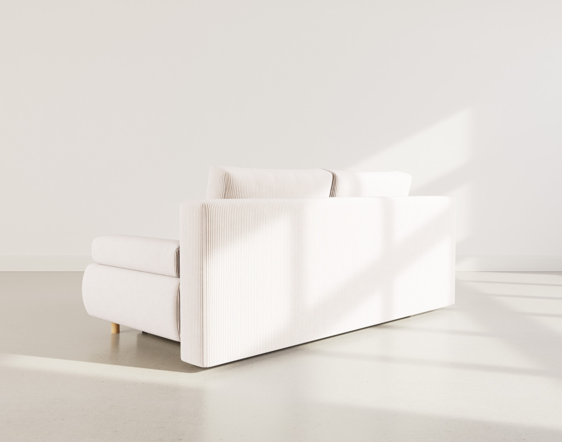 Canapé droit 3 places convertible avec coffre en velours côtelé Sophie