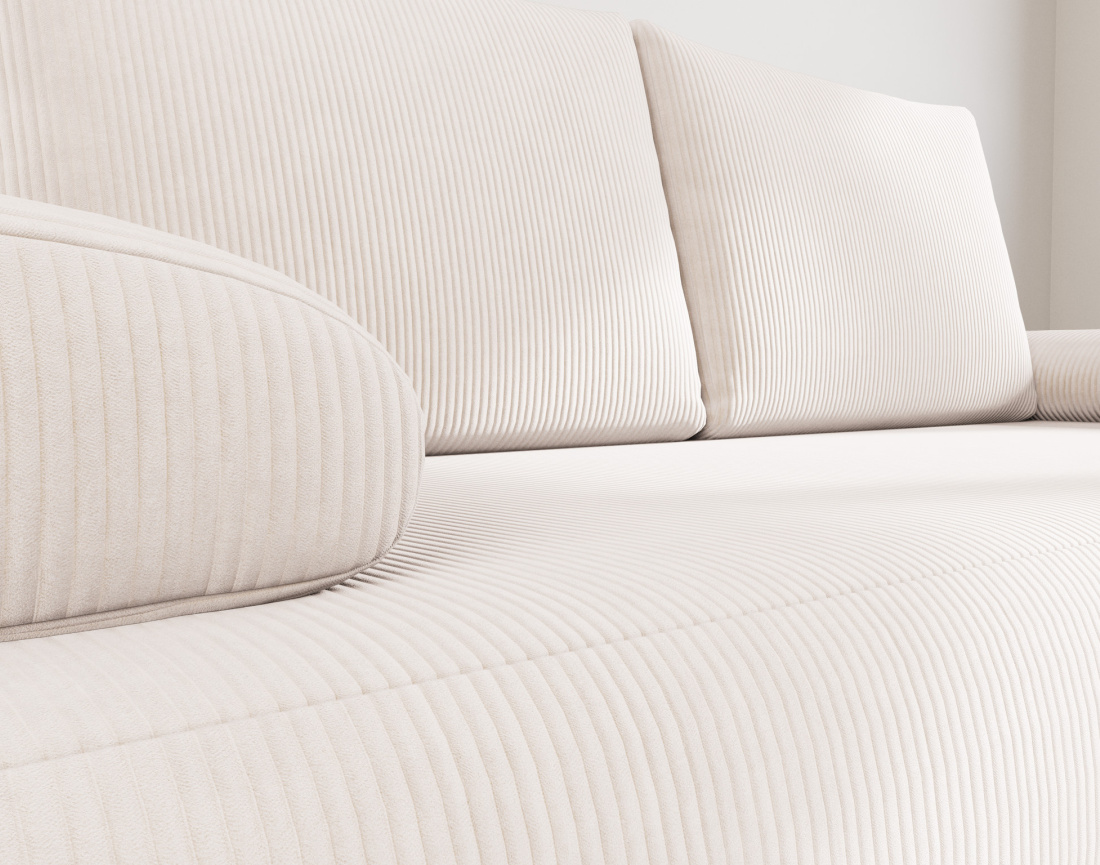 Canapé droit 3 places convertible avec coffre en velours côtelé Sophie