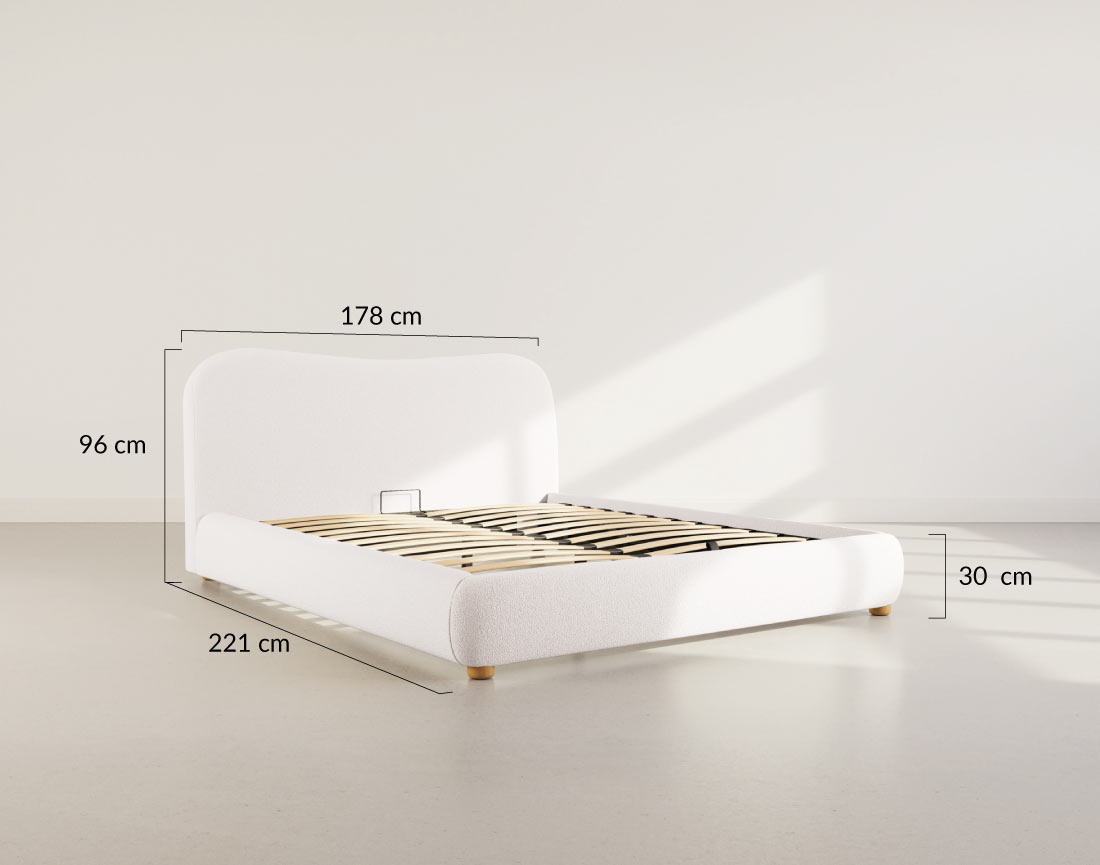 Lit coffre 160x200 cm en tissu bouclette Hugo