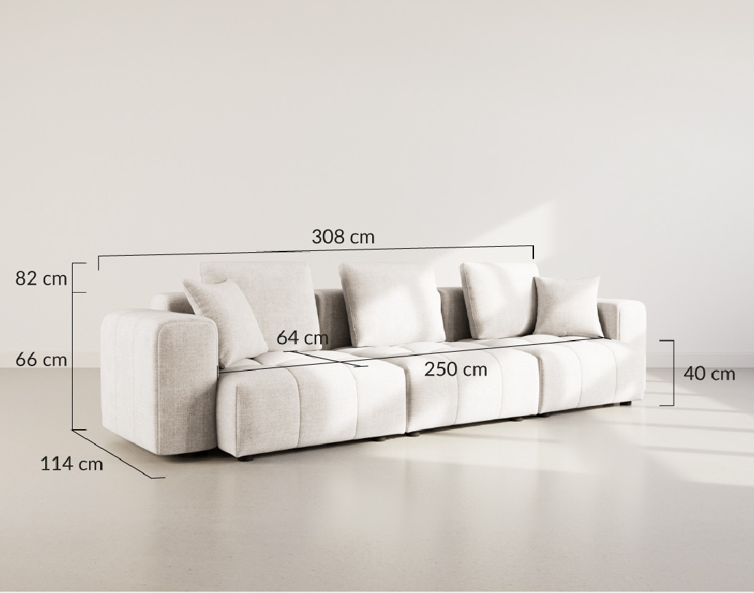 Canapé modulable 3 places en velours texturé Colette