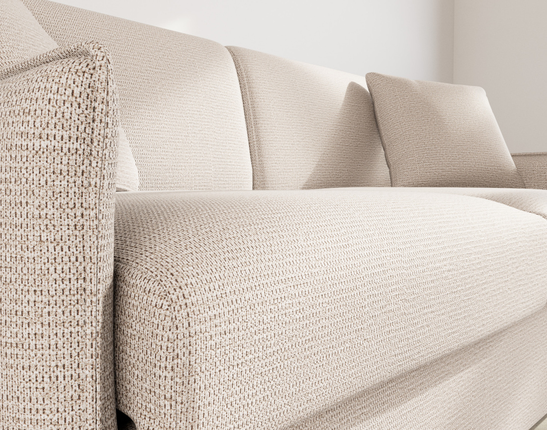Canapé 3 places convertible express couchage quotidien 140 cm matelas 14 cm en tissu texturé Adele