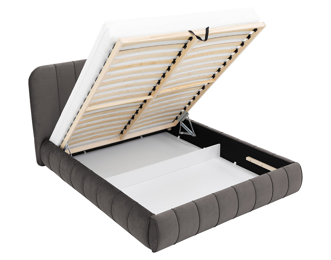 Lit coffre 140x200 cm en velours sommier inclus Elsa