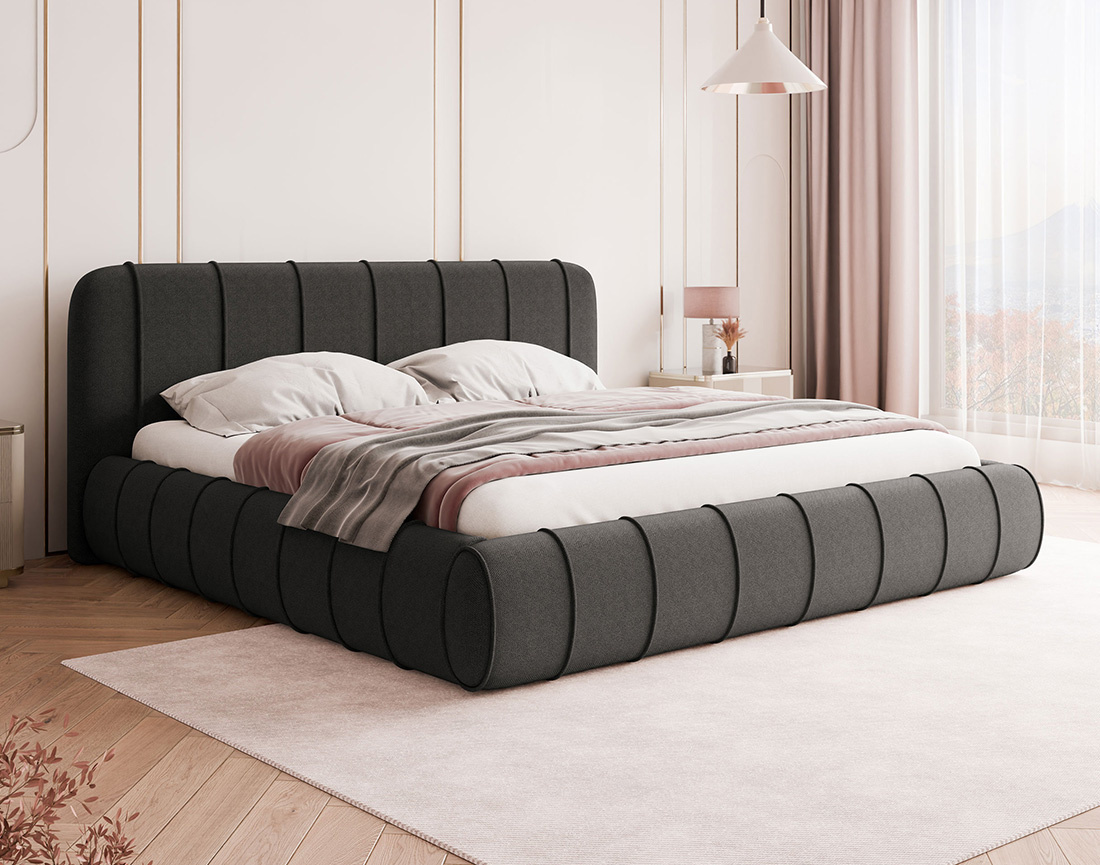 Lit coffre 160x200 cm en velours sommier inclus Elsa