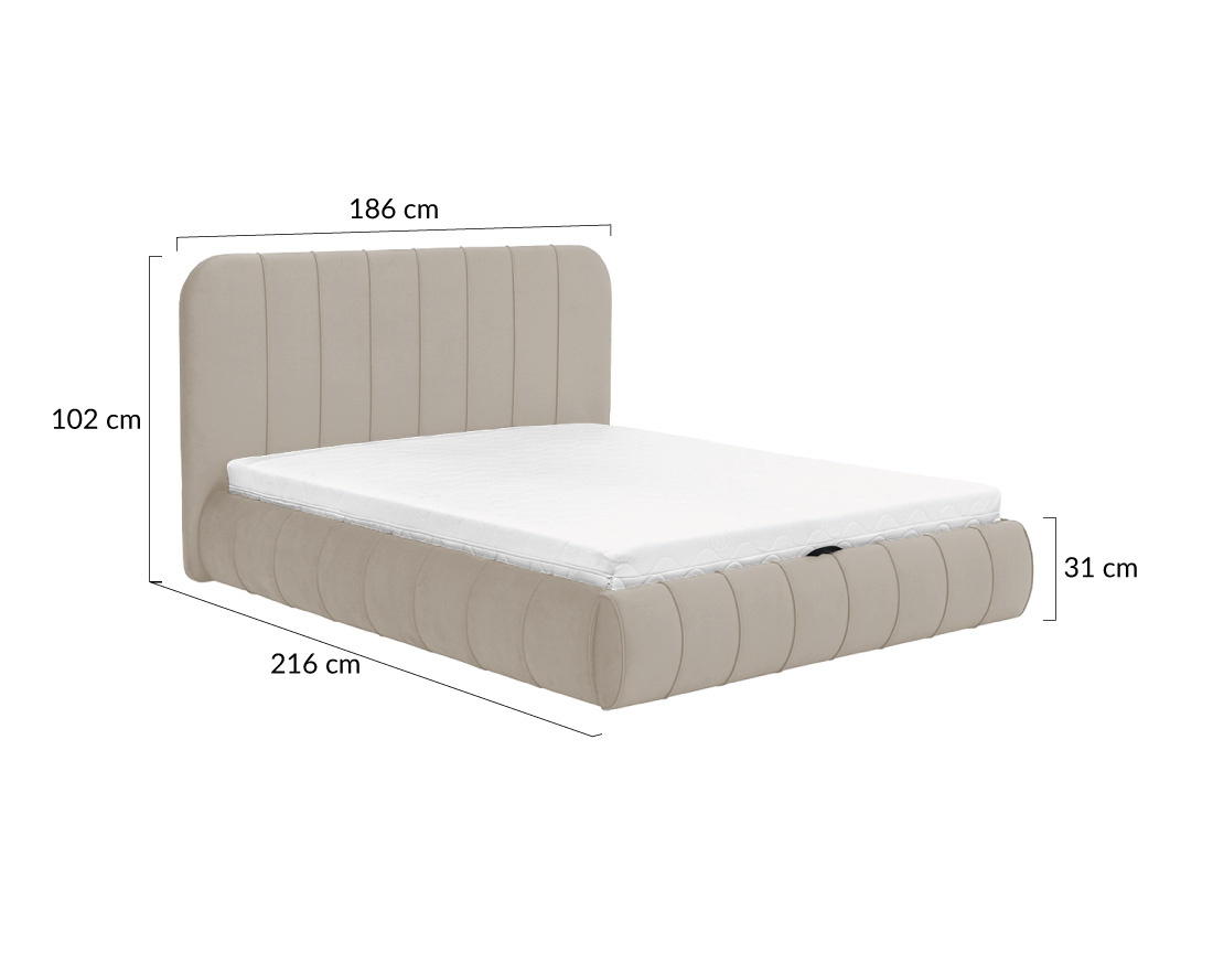 Lit coffre 160x200 cm en velours sommier inclus Elsa