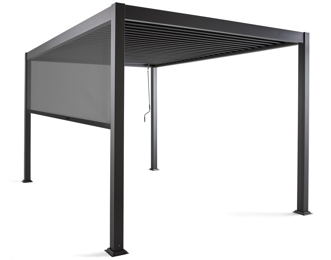 Pergola bioclimatique + store 4m aluminium 4x3m gris anthracite Cherry