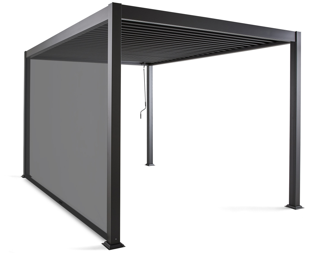 Pergola bioclimatique + store 4m aluminium 4x3m gris anthracite Cherry