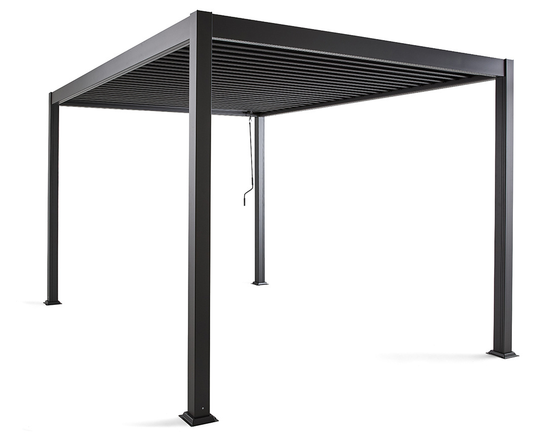 Pergola bioclimatique + store 4m aluminium 4x3m gris anthracite Cherry